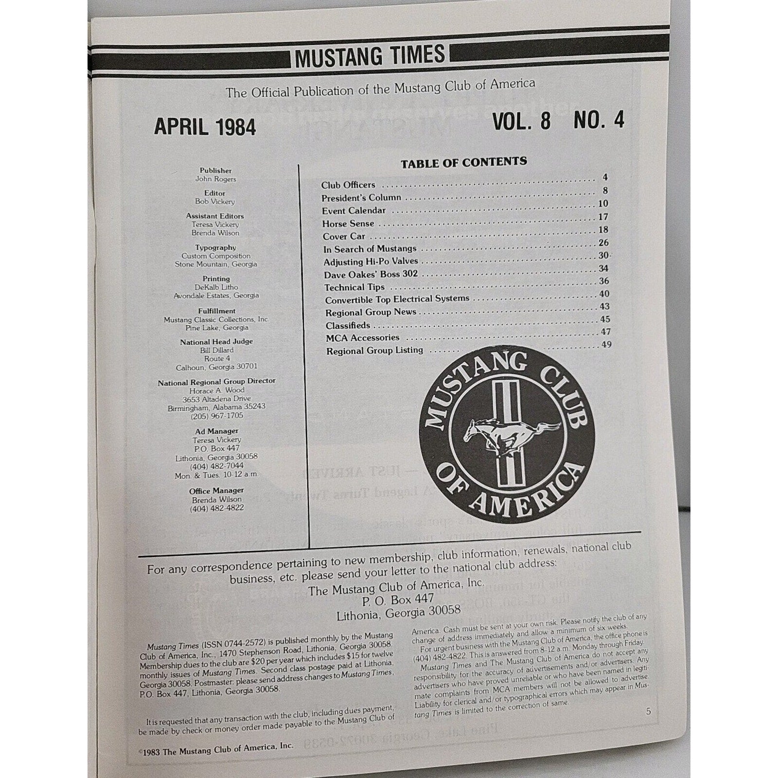 Mustang Times 1984 April Magazine