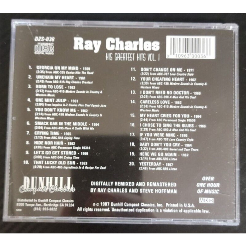 Ray Charles: His Greatest Hits, Vol. 1 (CD)