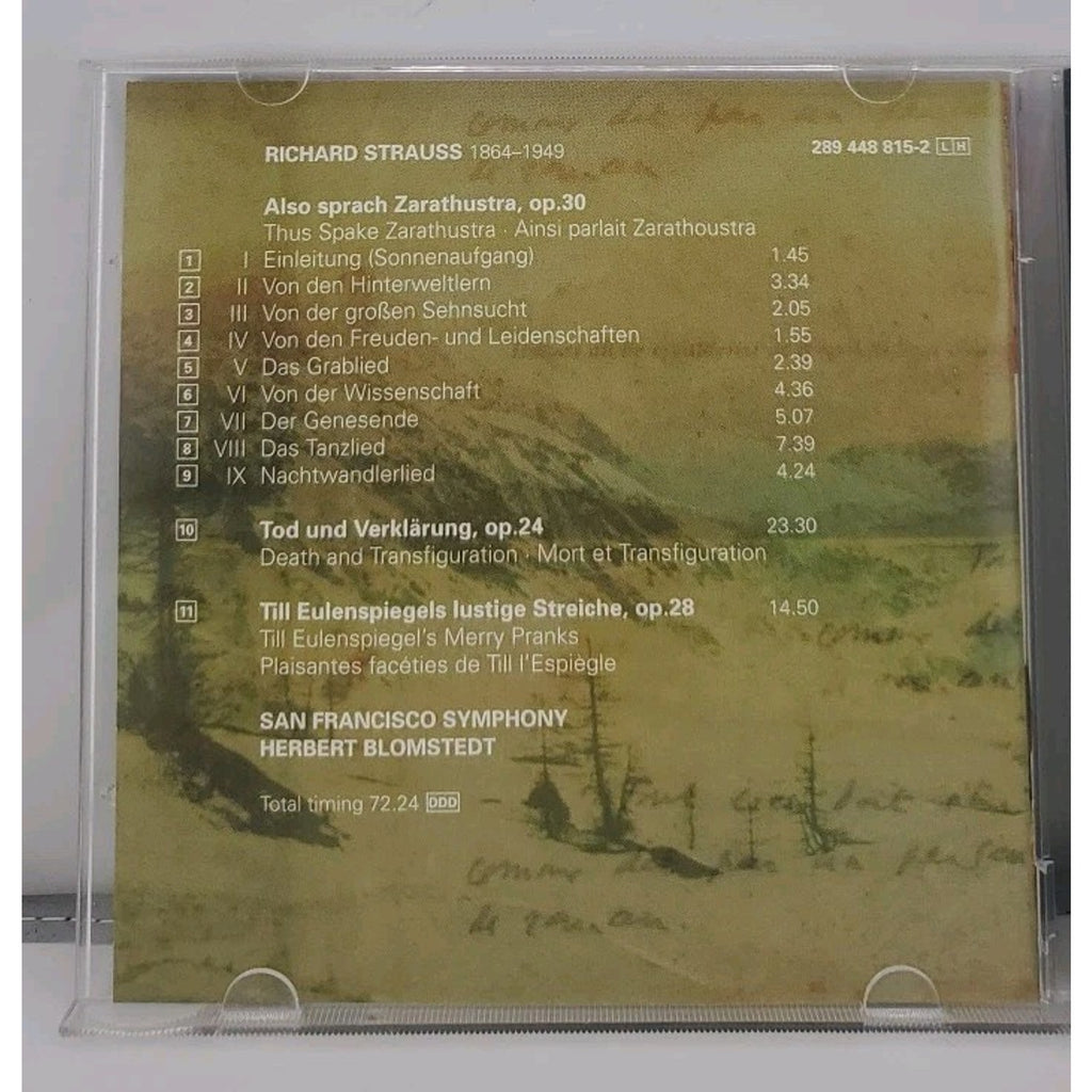Also Sprach Zarathustra/Till Eulenspiegel by Richard Strauss (CD, 1998)