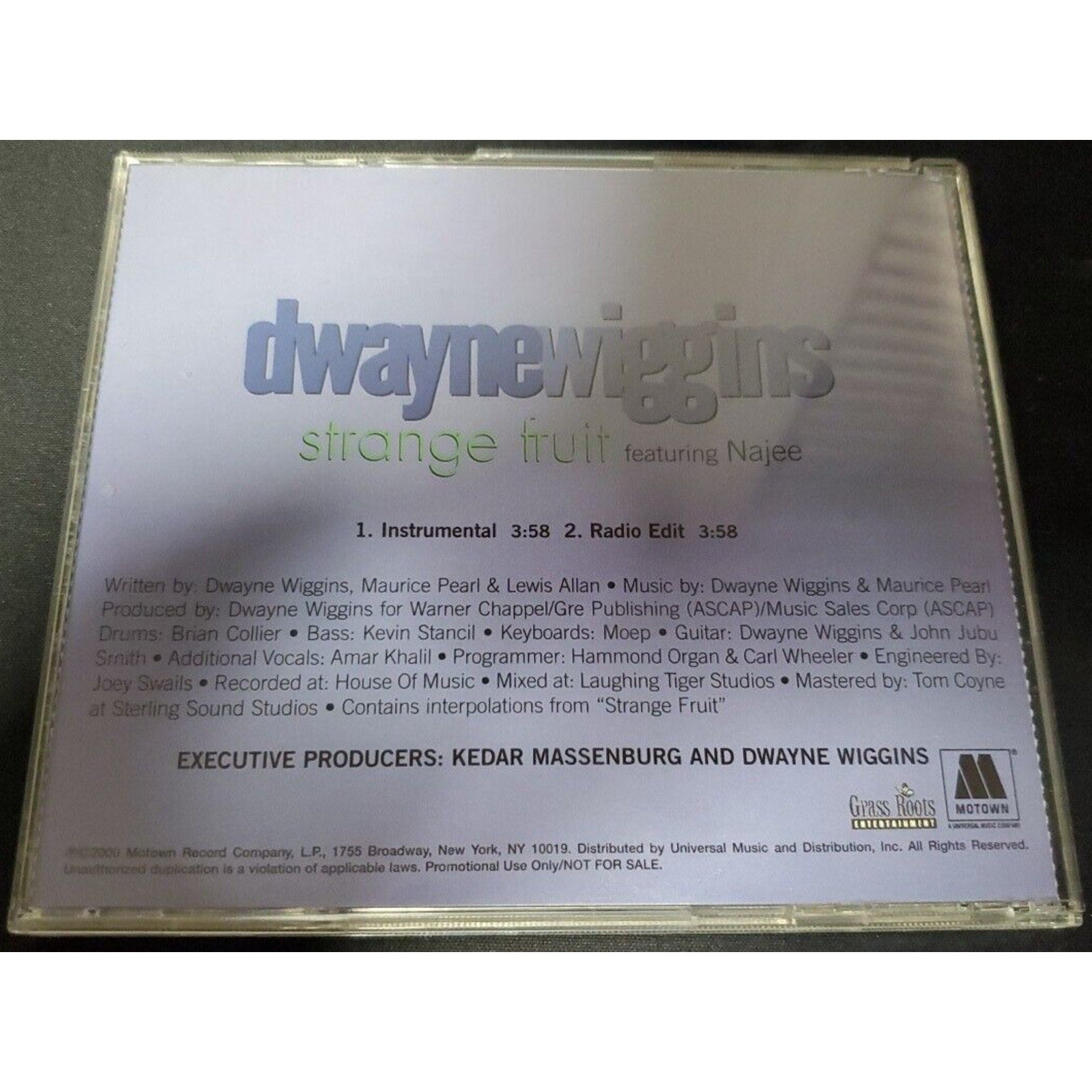 Tony Toni Tone Dwayne Wiggins w/ NAJEE Strange Fruit PROMO DJ CD