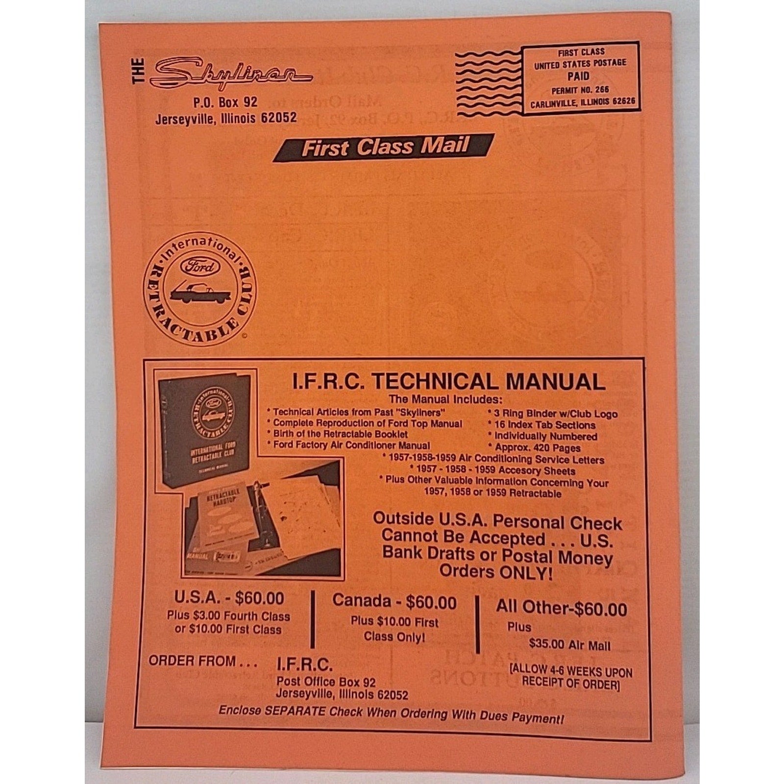 The Skyliner - International Retractable Club - February 1989 Number 103