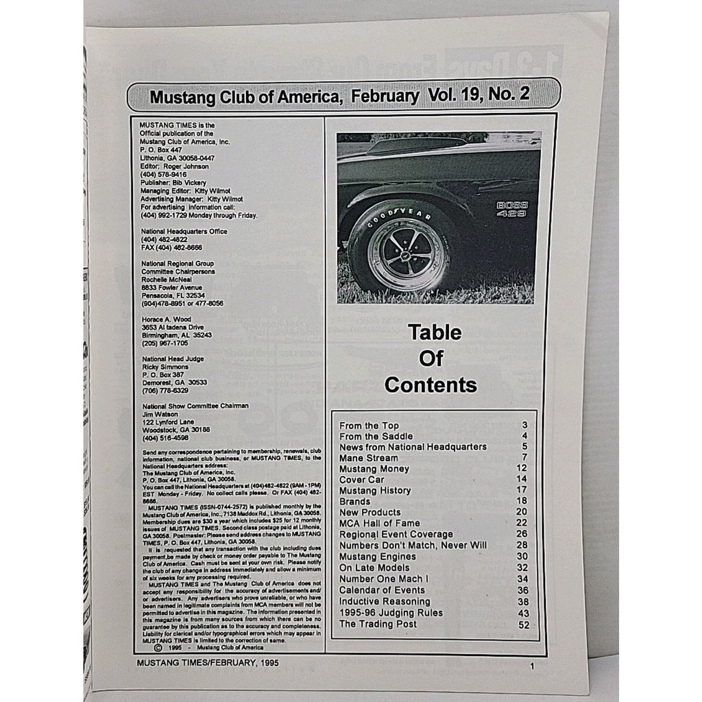 Mustang Times Magazine - February 1995 - Vol. 19 No. 2