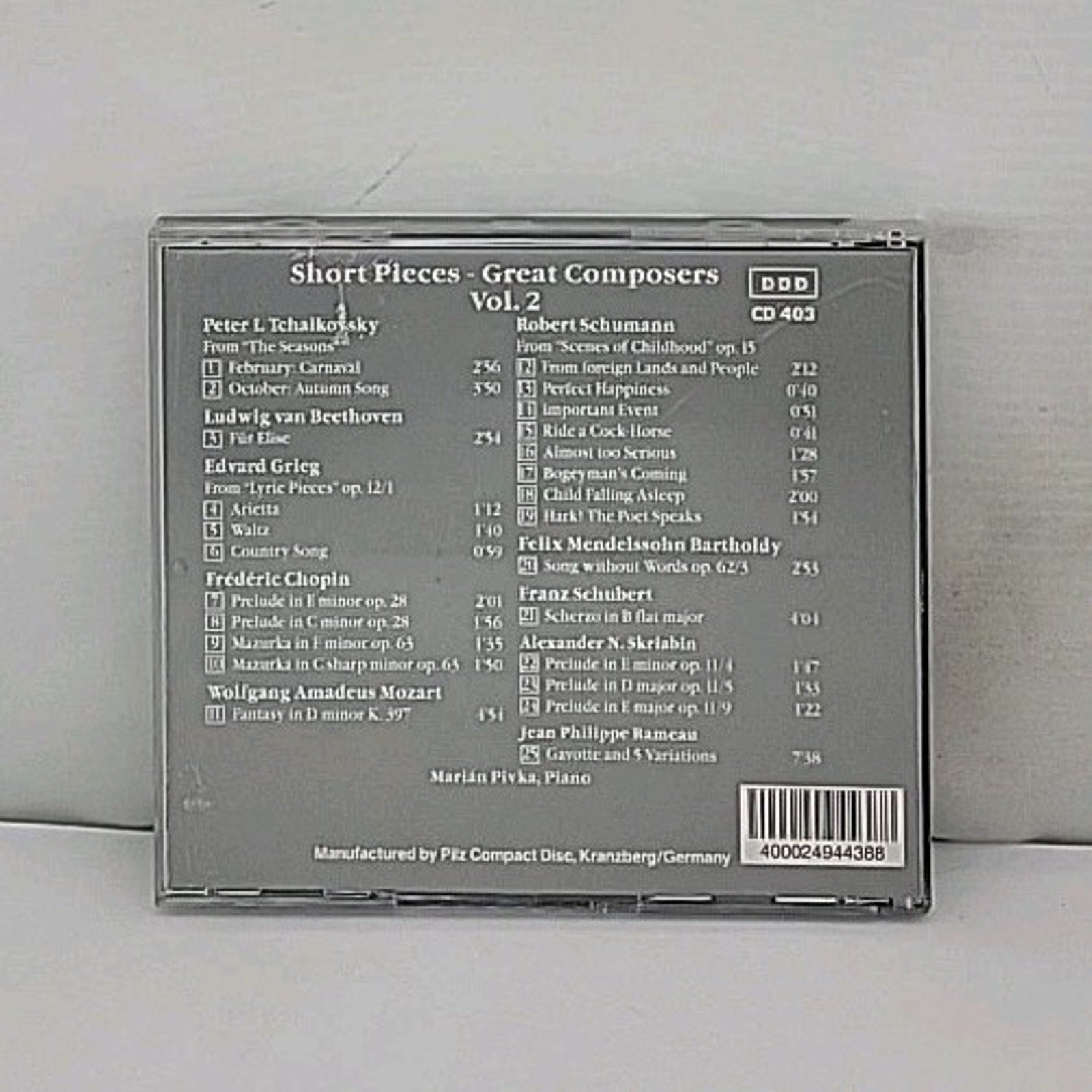 Short Pieces Great Composers Vol 2 Vienna Master Series CD