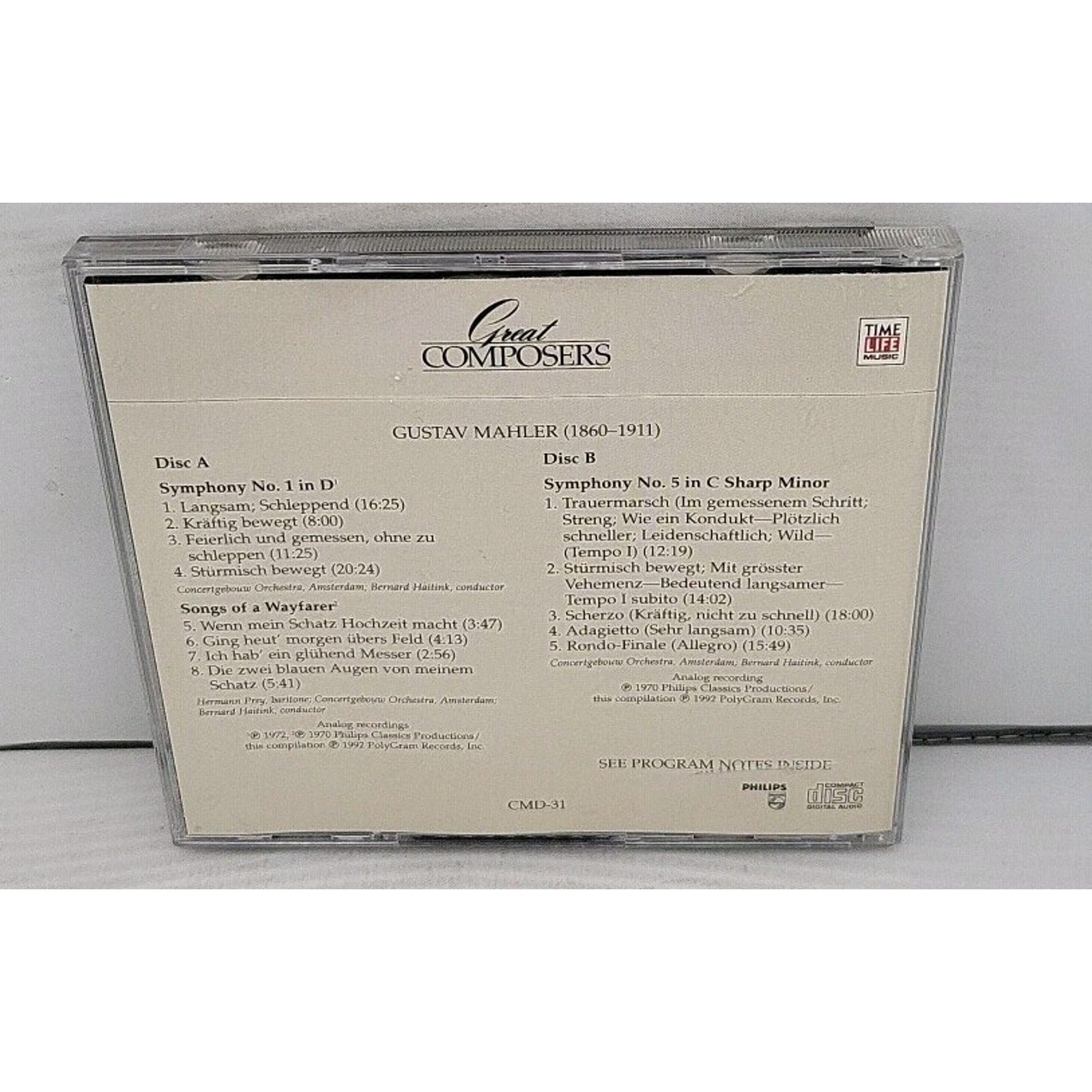 Mahler Great Composers CD