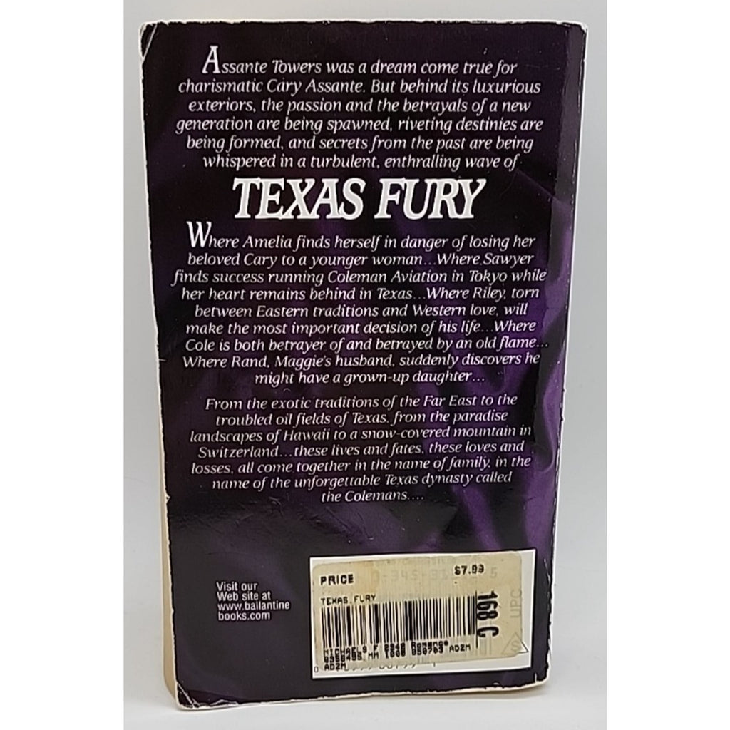 Texas Fury : A Novel by Fern Michaels (1989, Mass Market)