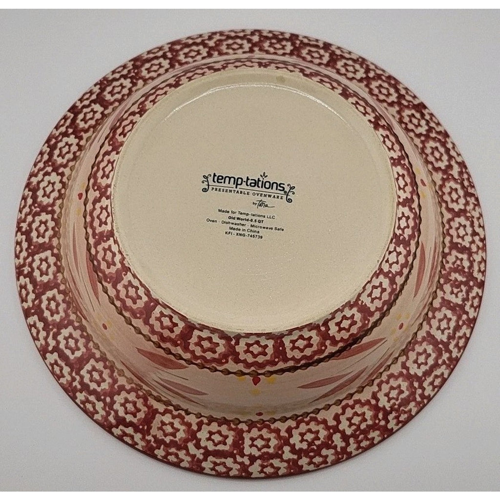 Temptations Old World Red Rim Soup Bowls (3)