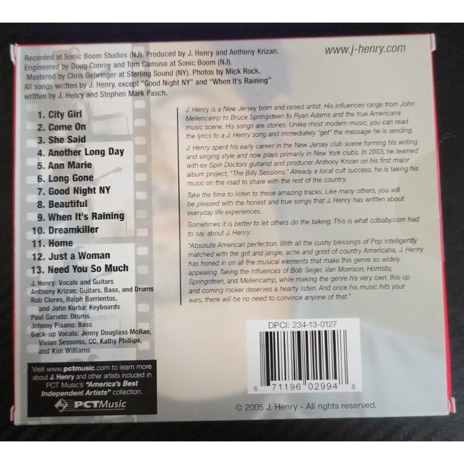 J. Henry "The Billy Sessions" (CD)
