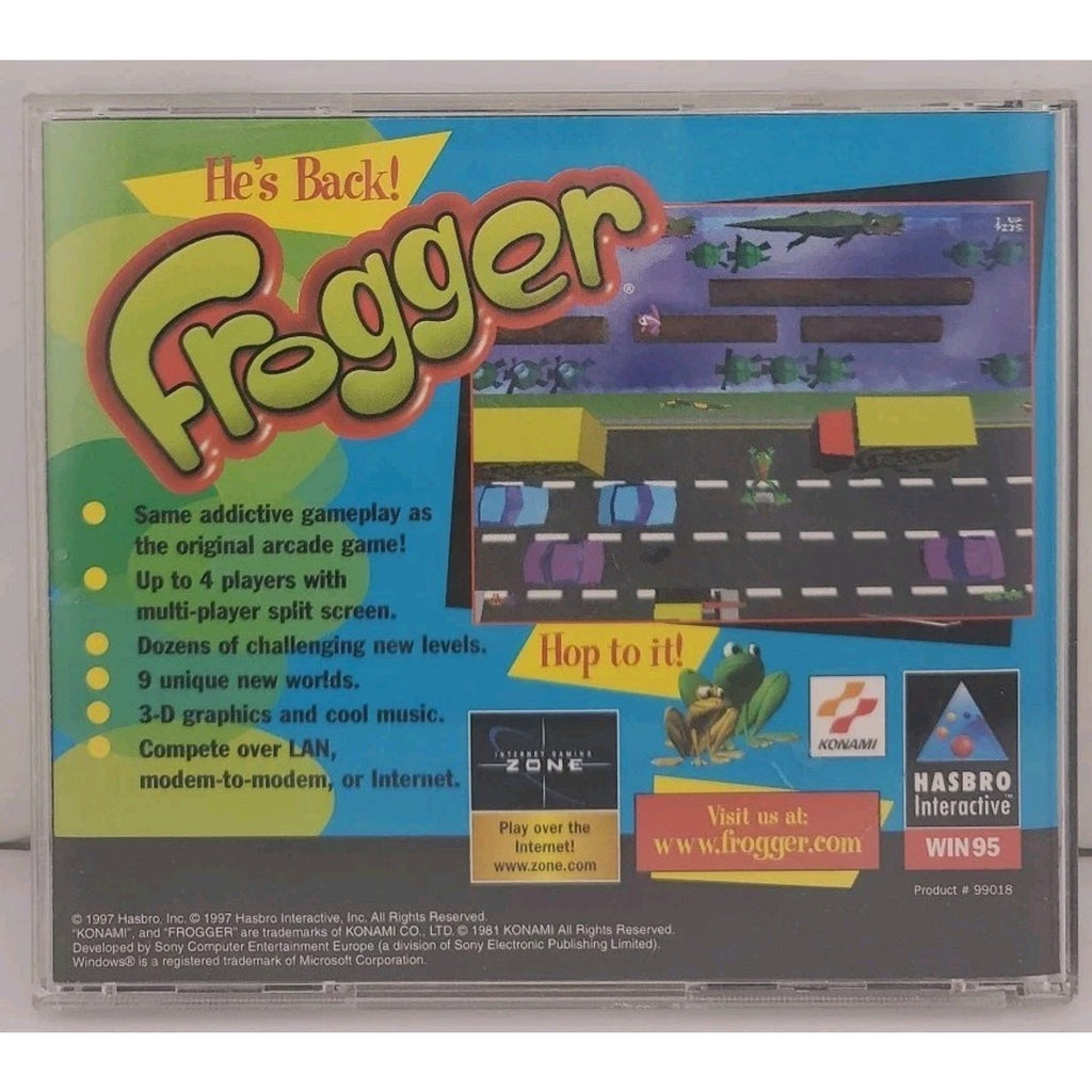 Frogger (PC, 1997) Hasbro Interactive Windows 95 CD-ROM, Complete