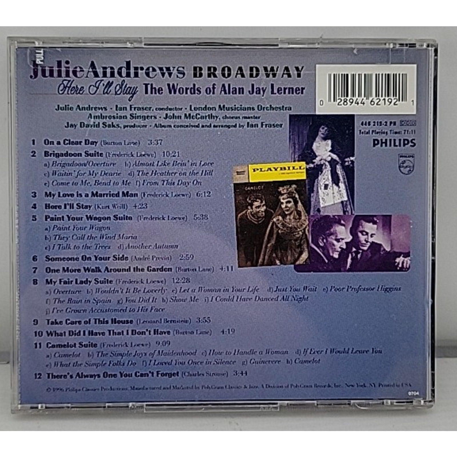 Here I'll Stay: The Words of Alan Jay Lerner by Julie Andrews (CD, Oct-1996,...