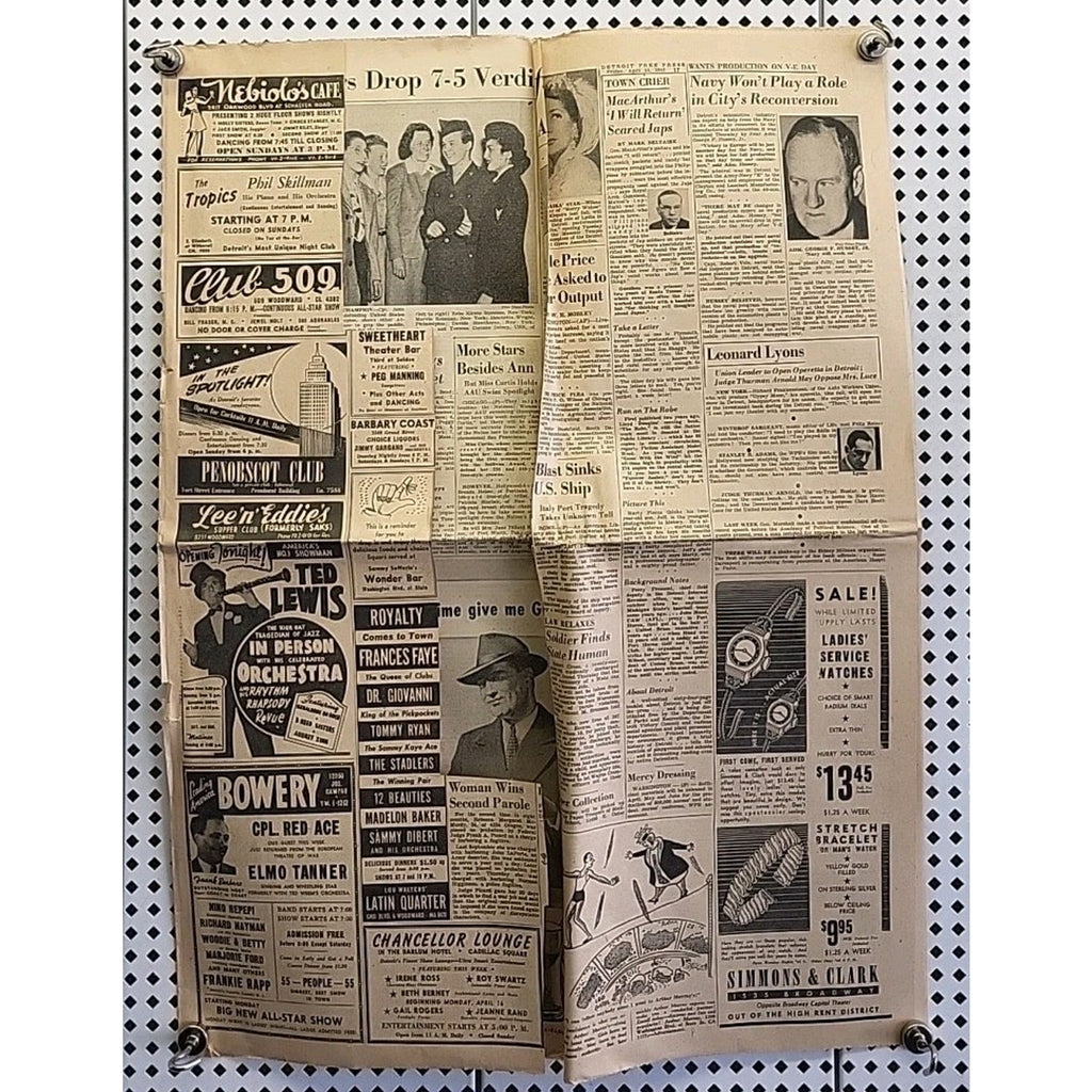 The Detroit Free Press Newspaper - April 13 1945