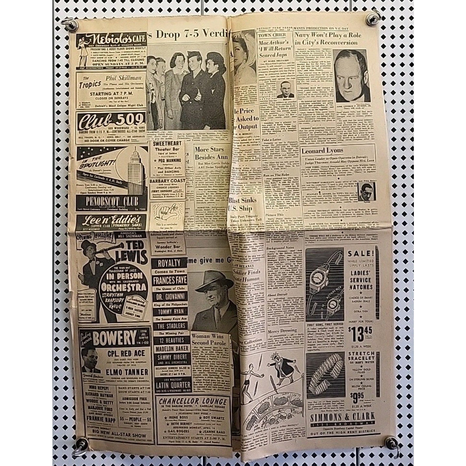The Detroit Free Press Newspaper - April 13 1945