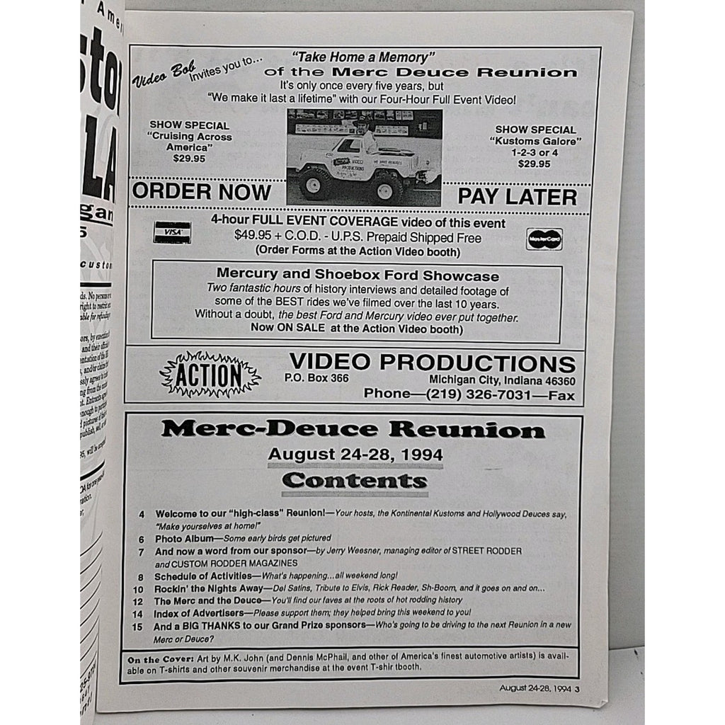 Merc-Deuce Reunion - August 21-24, 1994 Event Program And Schedule Of Activities