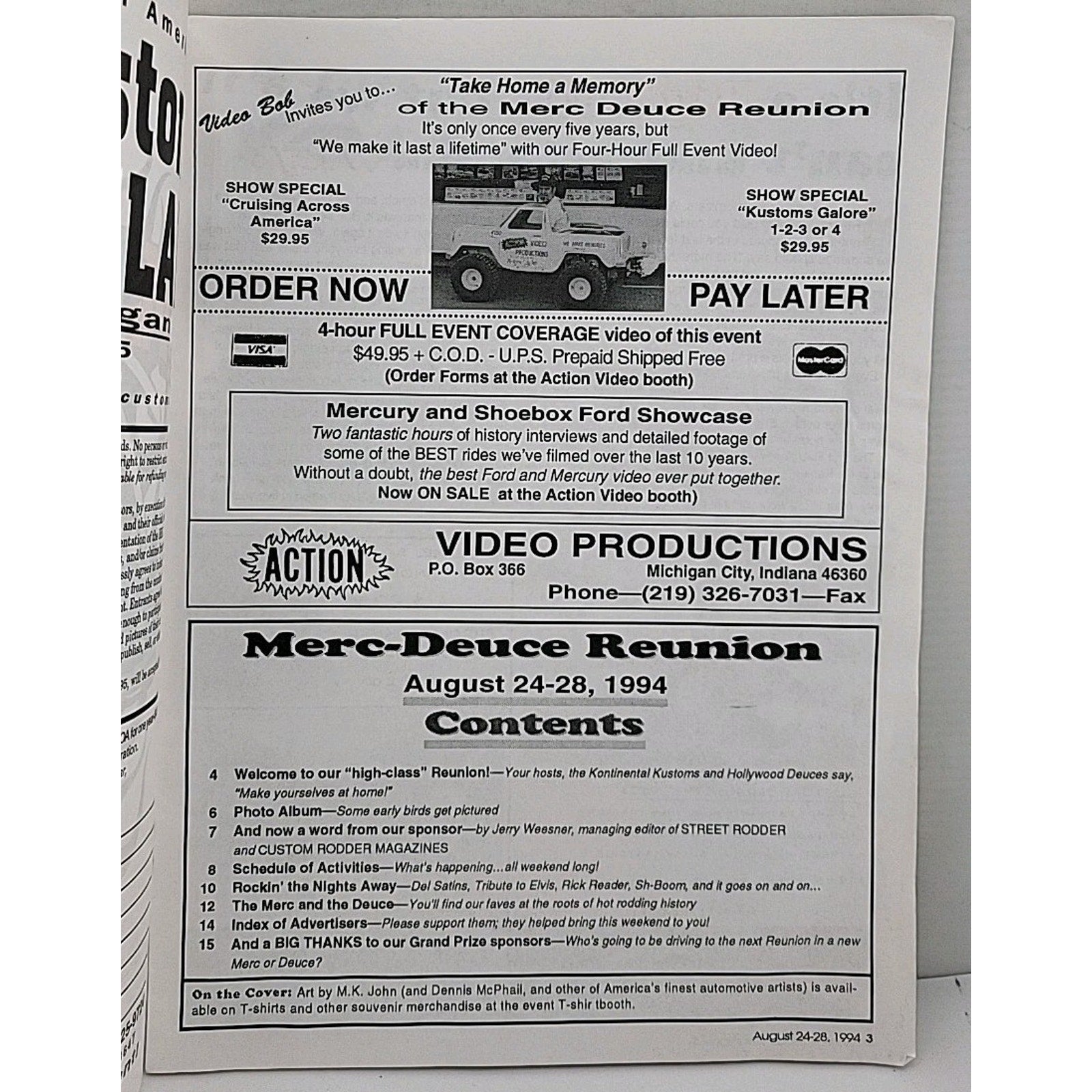 Merc-Deuce Reunion - August 21-24, 1994 Event Program And Schedule Of Activities