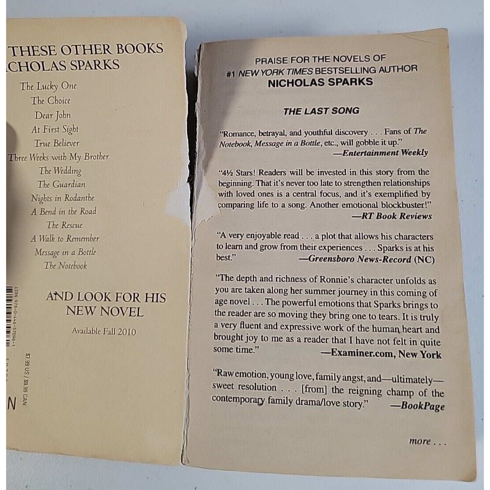 The Last Song - Mass Market Paperback By Sparks, Nicholas