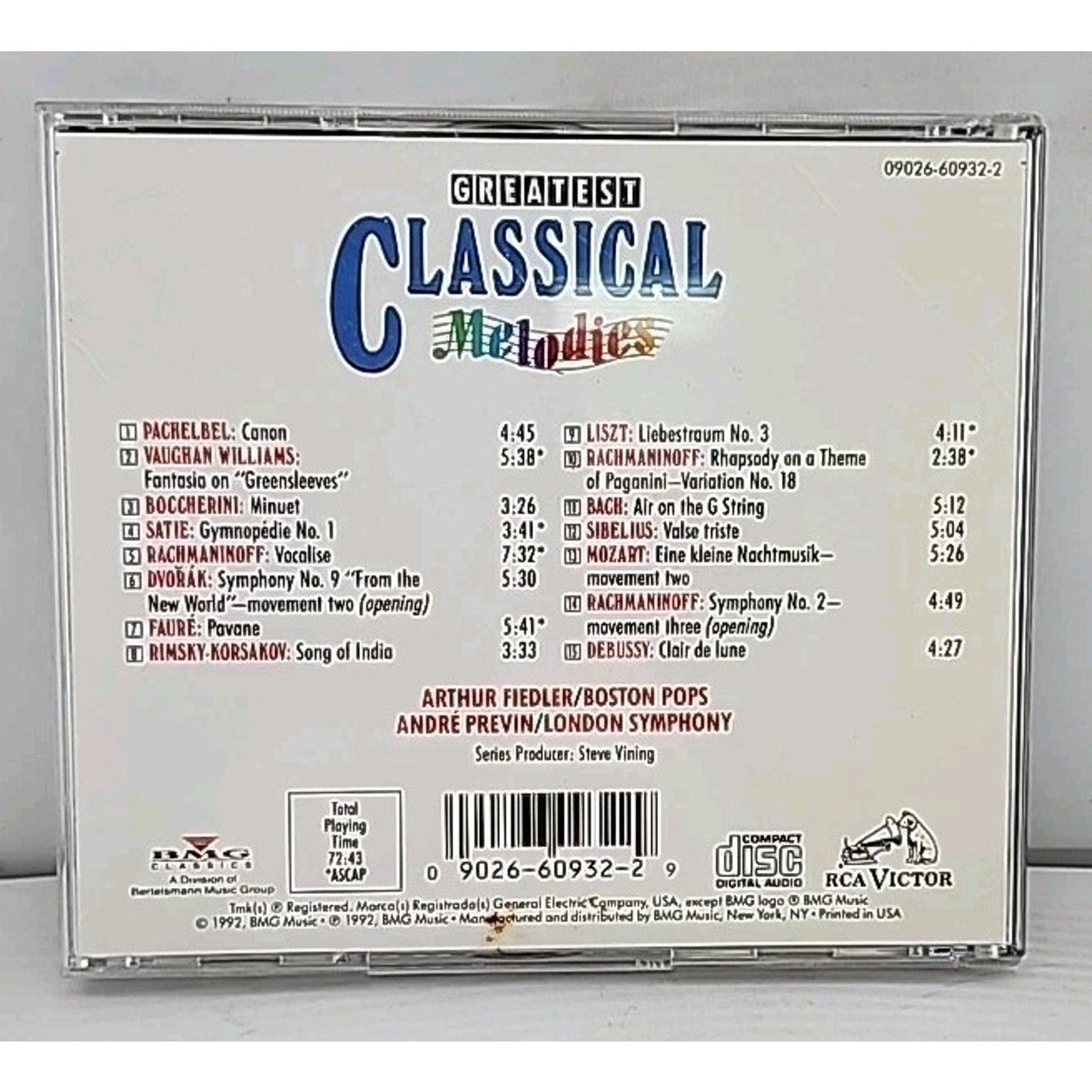 Rca Victor Greatest Classical Melodies Music CD