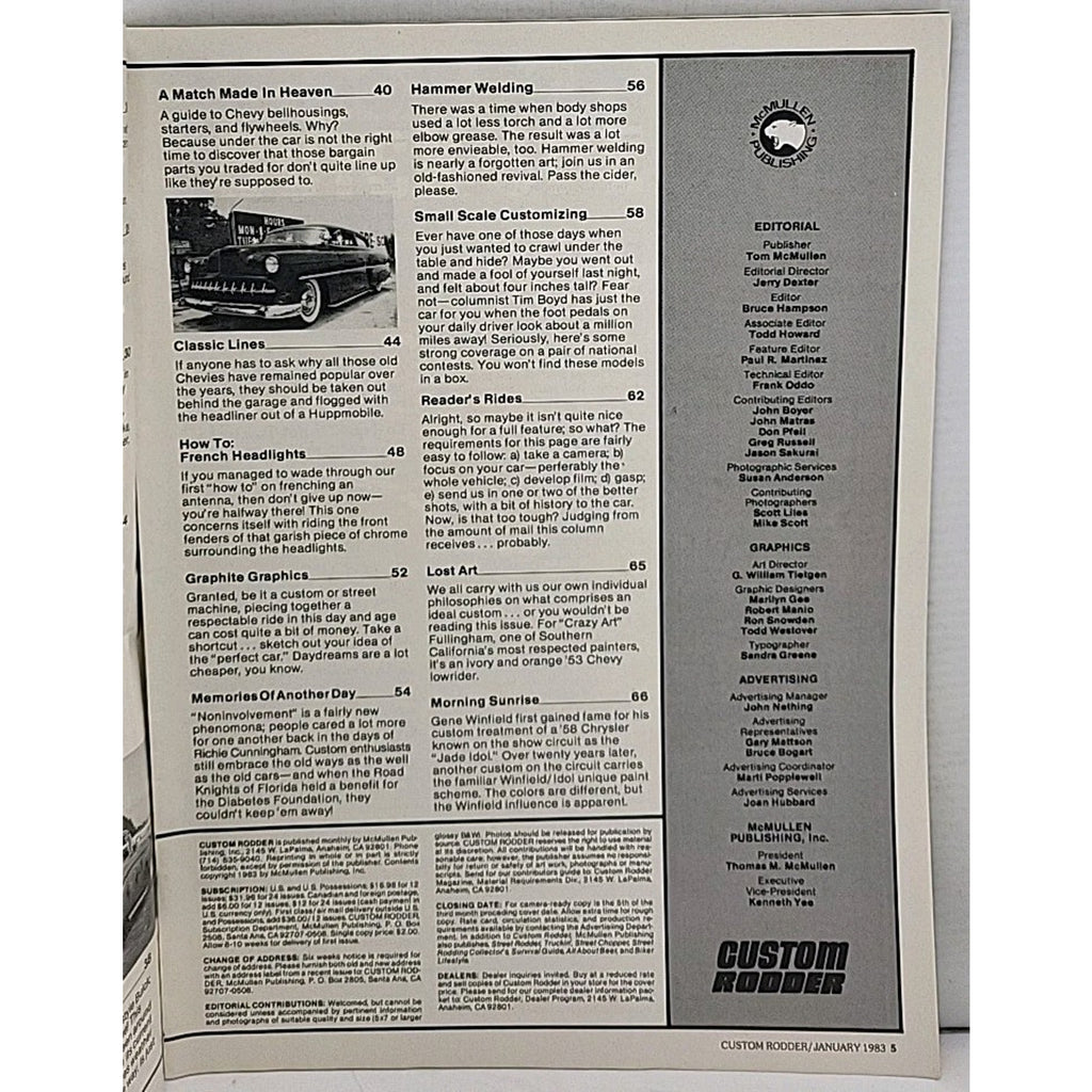 Custom Rodder Magazine - January 1983 - Volume 5 No. 1