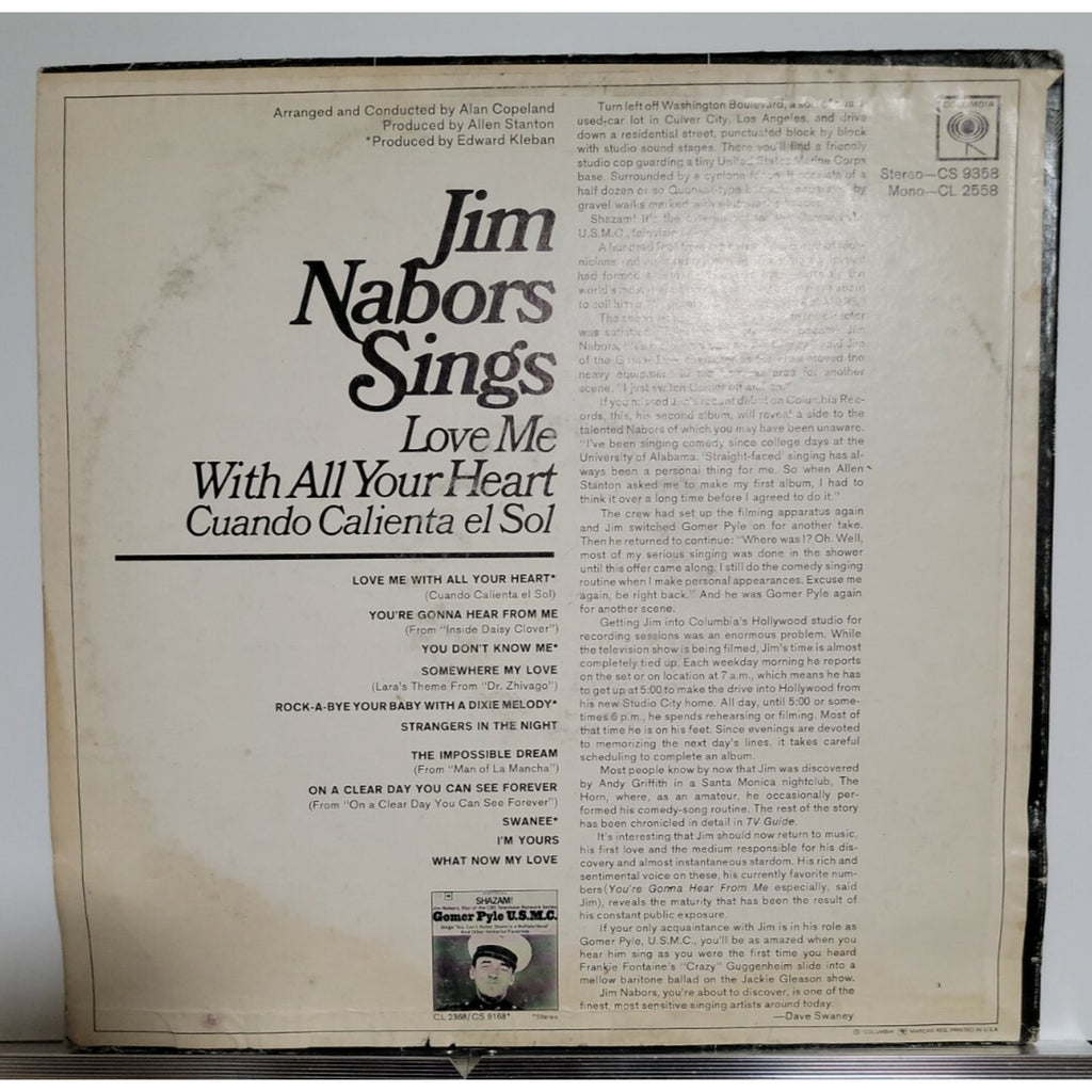 Jim Nabors ‎– Jim Nabors Sings Love Me With All Your Heart (Vinyl)