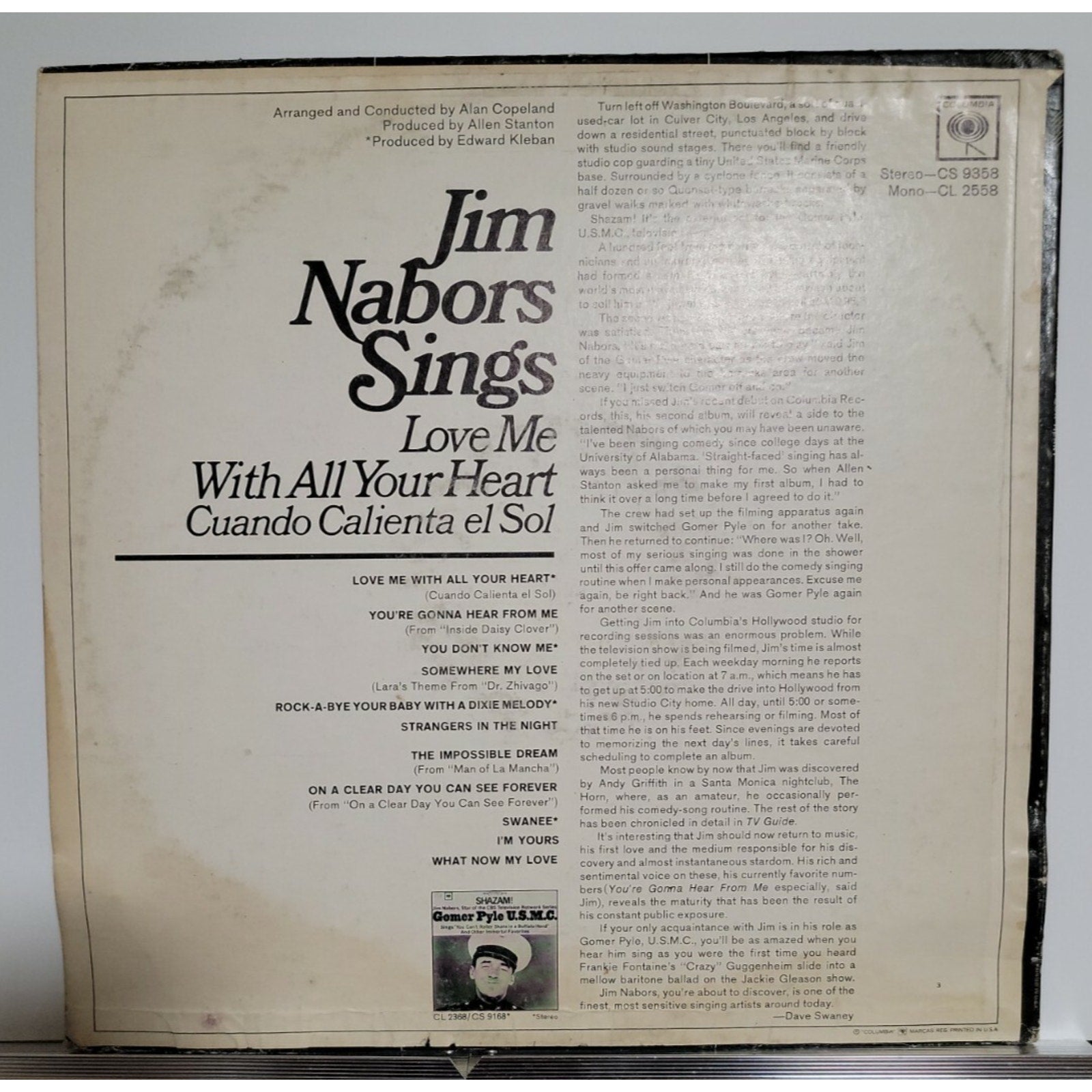 Jim Nabors ‎– Jim Nabors Sings Love Me With All Your Heart (Vinyl)