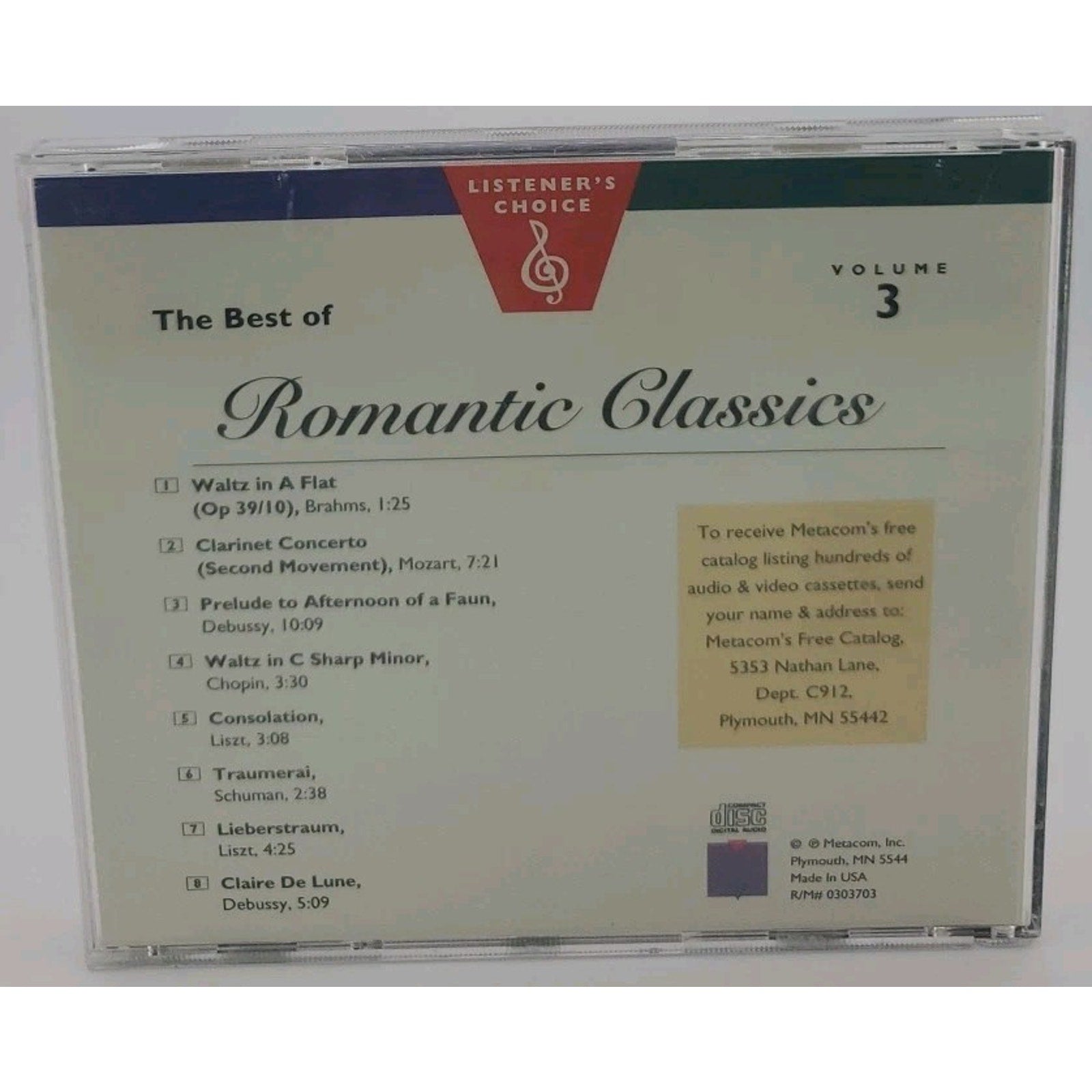 The Best Of Romantic Classics - Listener's Choice Vol 3 (CD, 1991, Metacom)