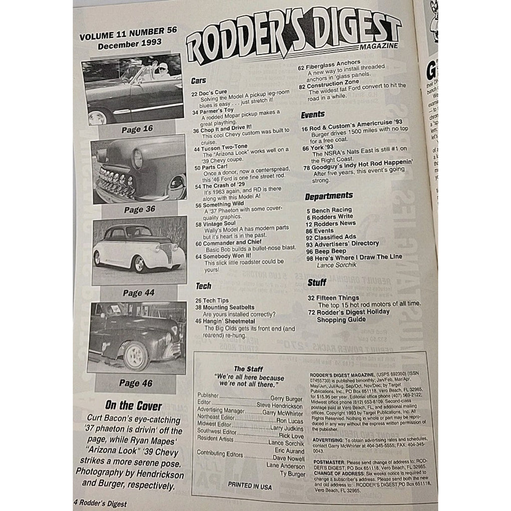 Rodder's Digest Magazine December 1993 Volume 11 Number 56