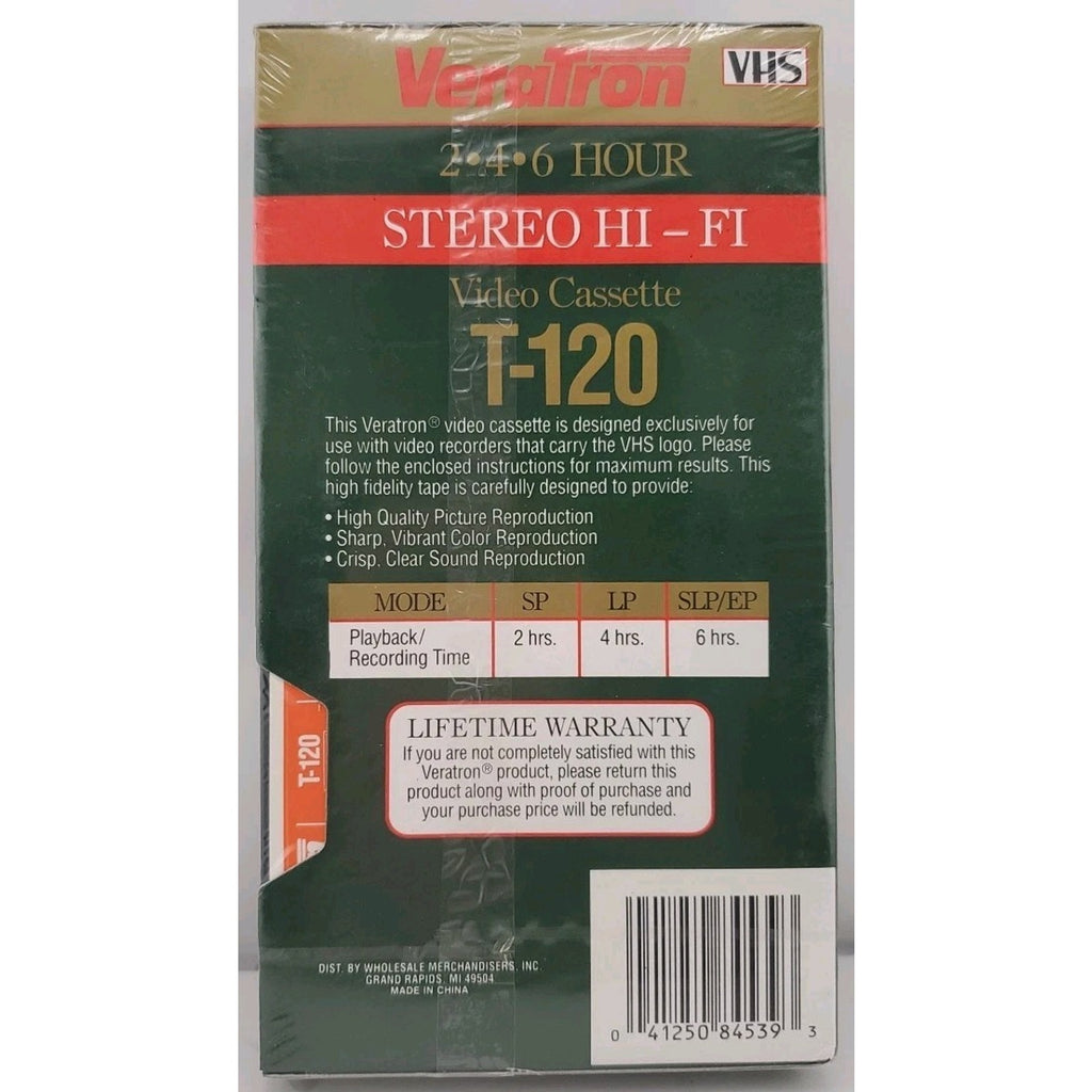 Blank VHS Tape Veratron T-120 Hi-Grade Recording Sealed