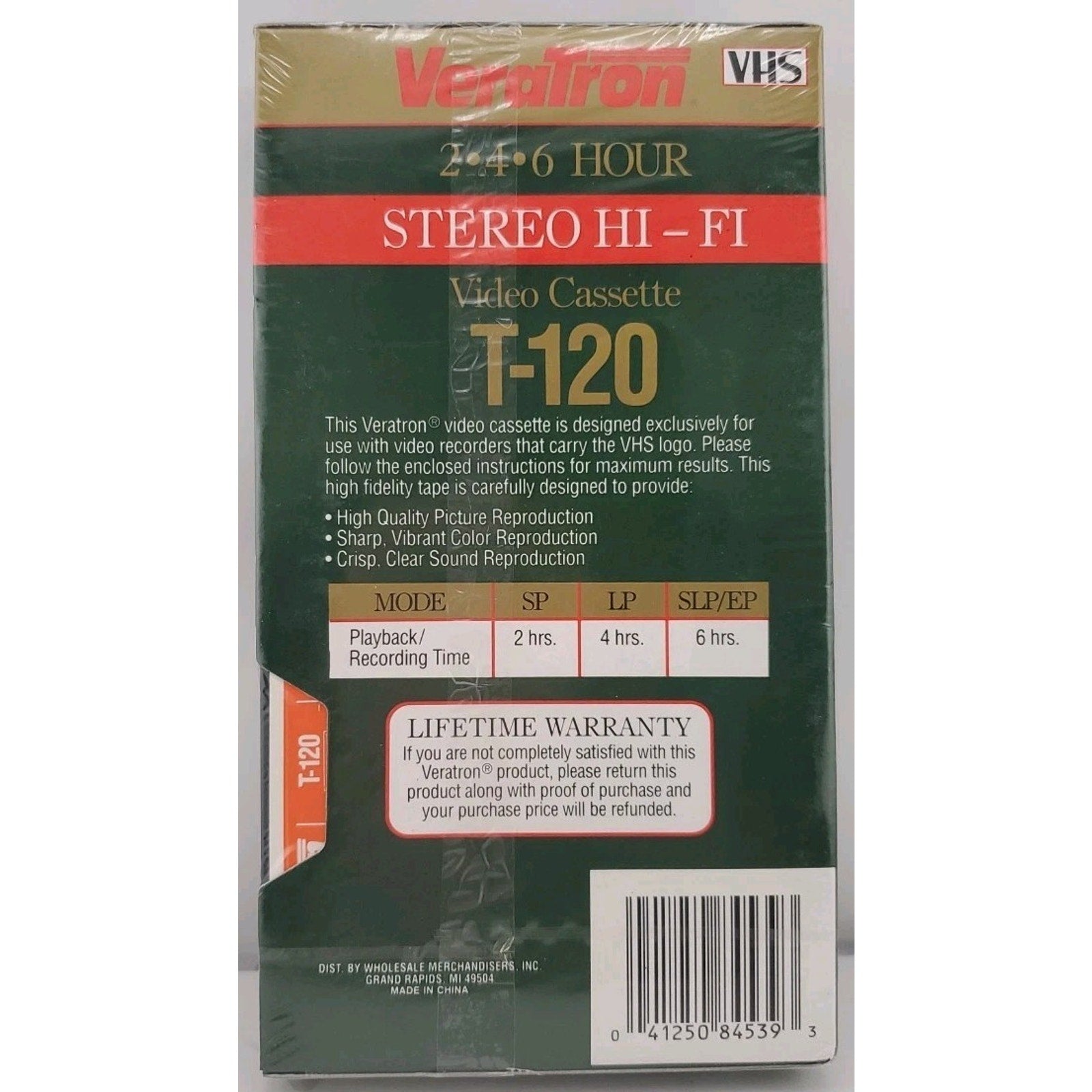 Blank VHS Tape Veratron T-120 Hi-Grade Recording Sealed