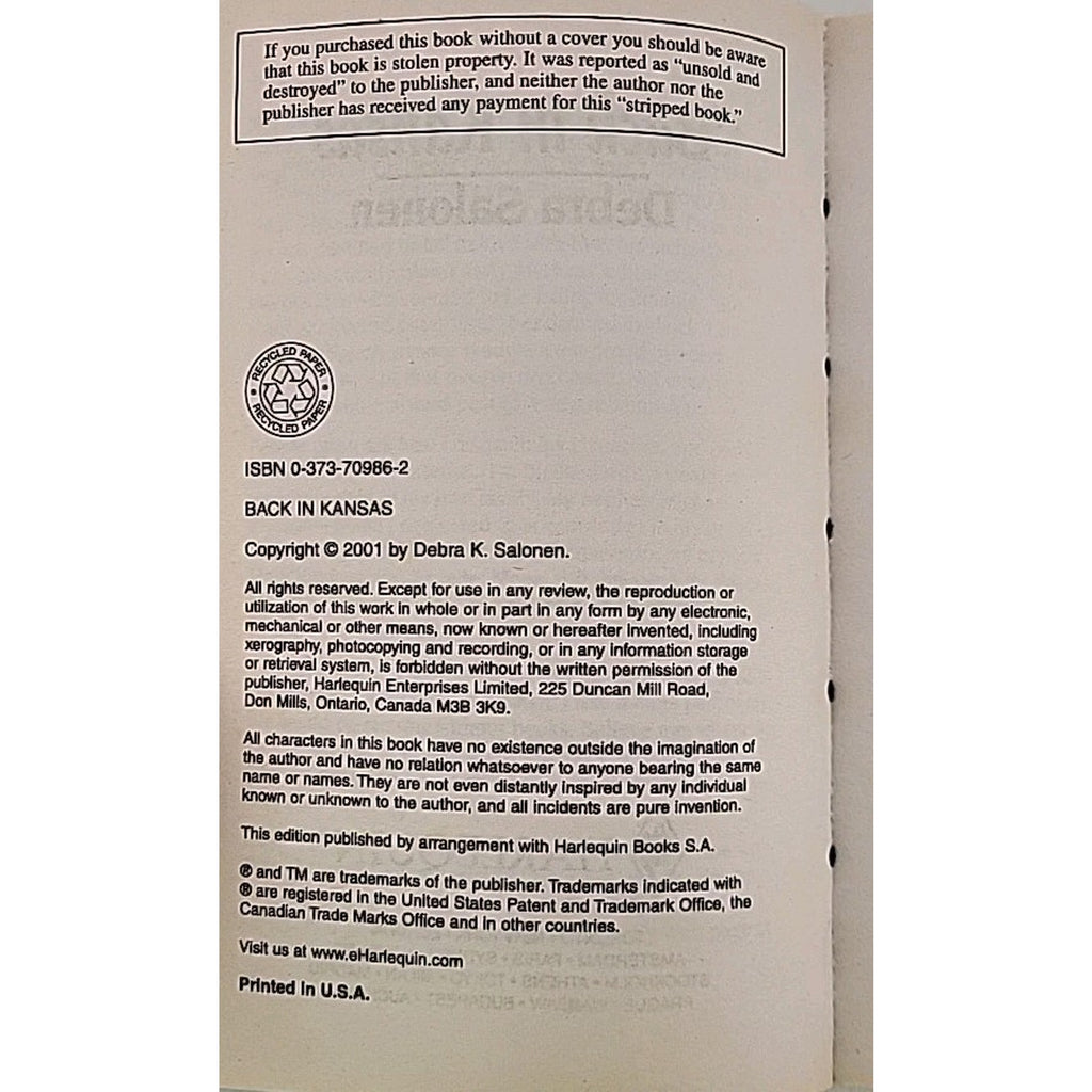Back in Kansas by Debra Salonen (2001, Mass Market)