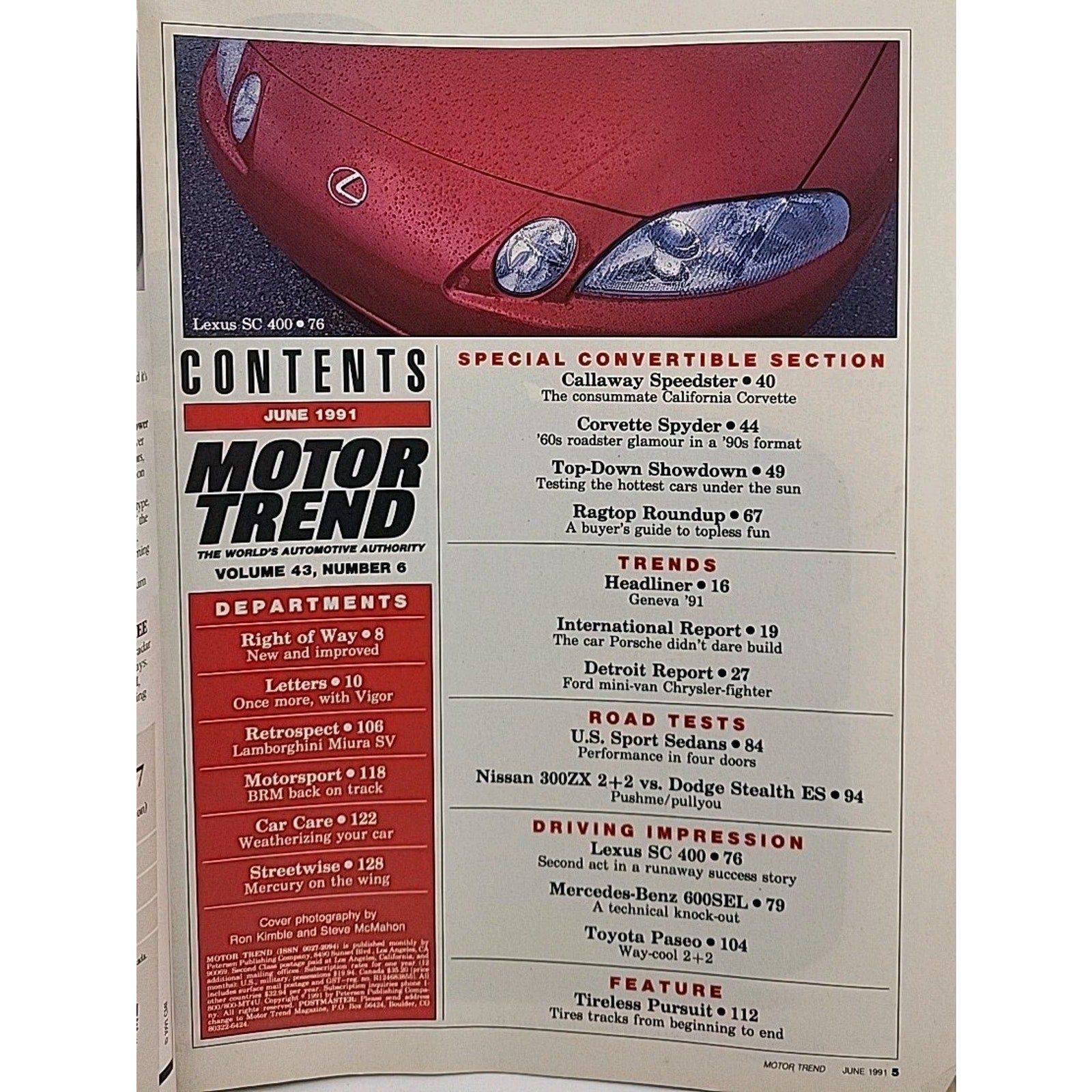 Motor Trend Magazine - June 1991 - Volume 43 Number 6