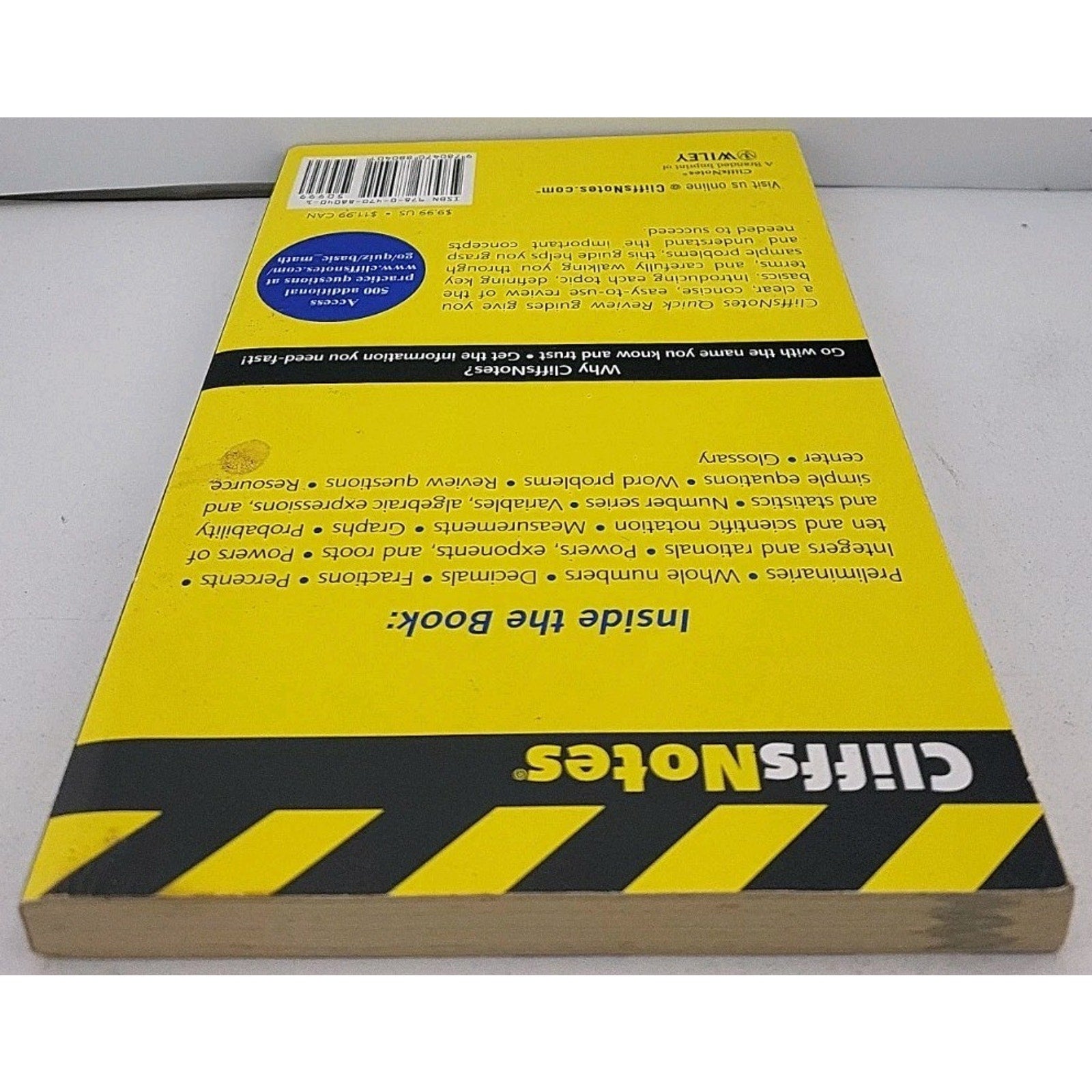 CliffsNotes Basic Math and Pre-Algebra Quick Review by Jerry Bobrow (2011, Trade