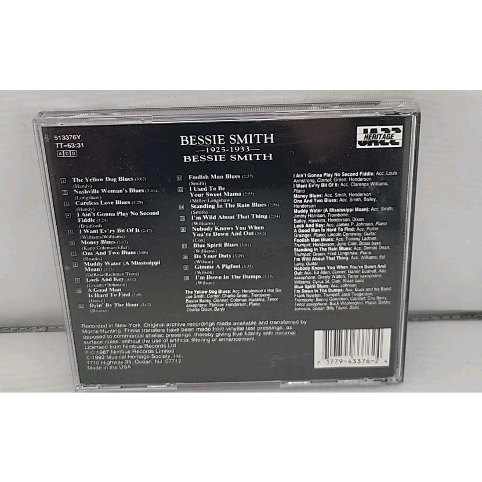 Bessie Smith / Bessie Smith 1925-1933 CD Musical Heritage 1993