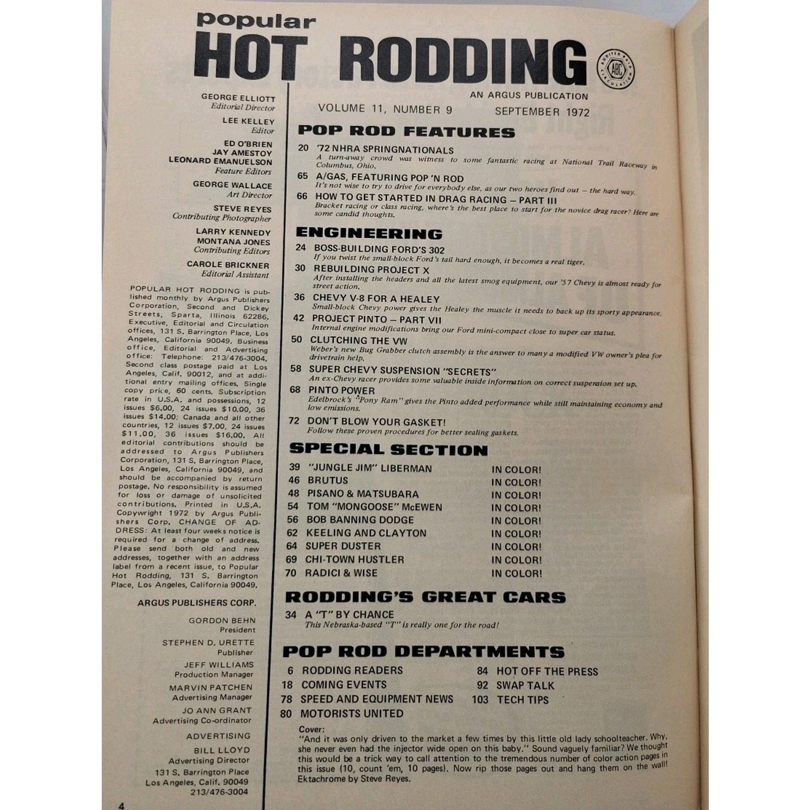 Popular Hot Rodding Magazine September 1972