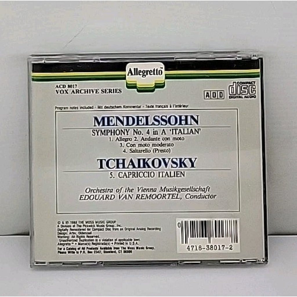 Mendelssohn, Tchaikovsky Van Remortel Symphony No. 4 'Italian' / Capriccio CD
