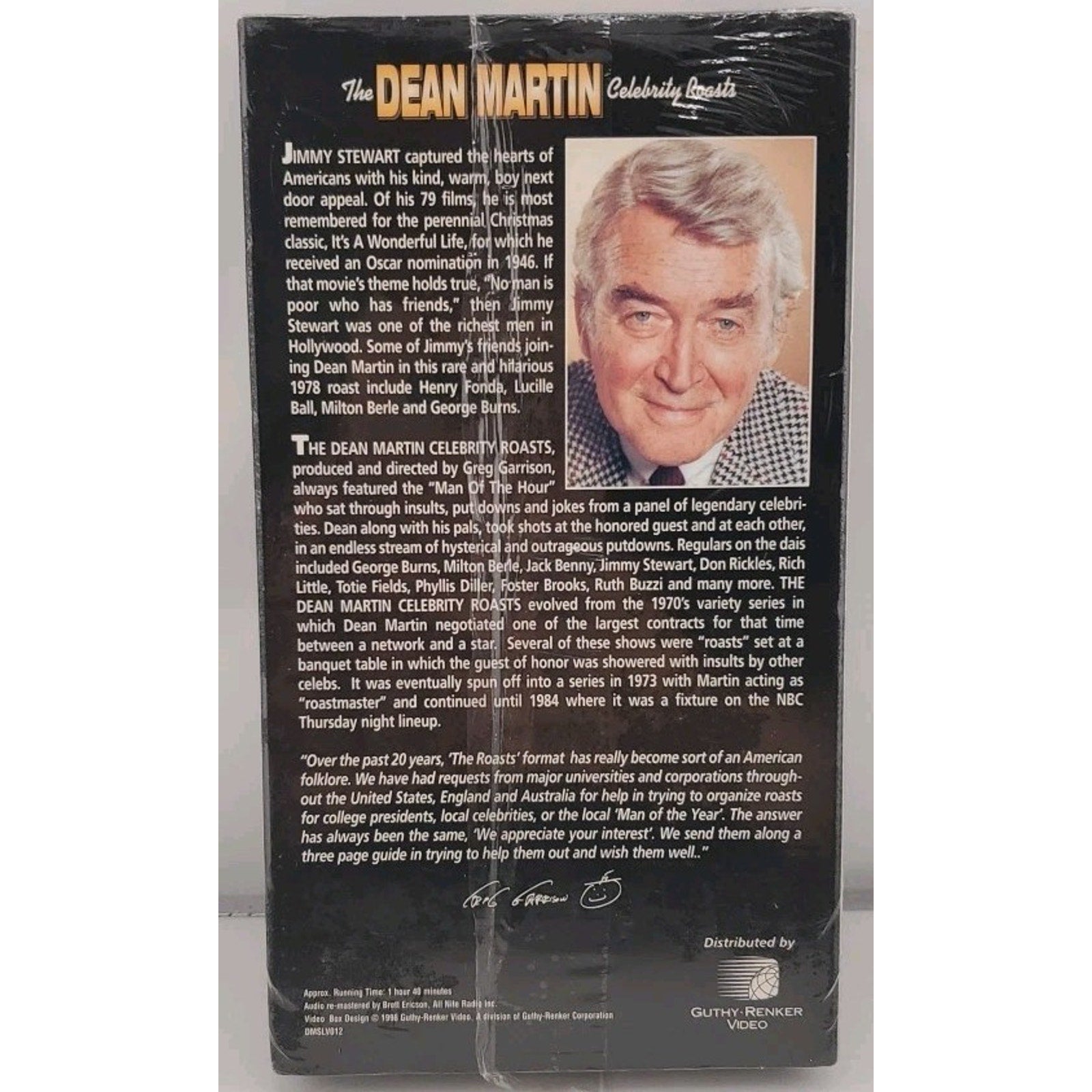 The Dean Martin Celebrity Roasts Man of the Hour Jimmy Stewart (VHS) *Brand New*