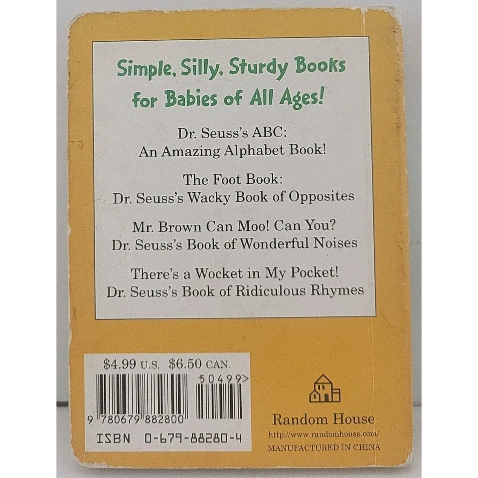 Foot Book : Dr. Seuss's Wacky Book of Opposites by Seuss (1996, Children's Board