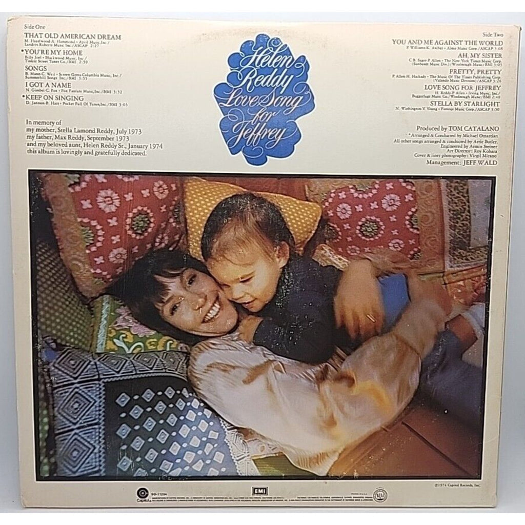 Helen Reddy – Love Song For Jeffrey – Capitol 11284– 12" 33 RPM (Record)