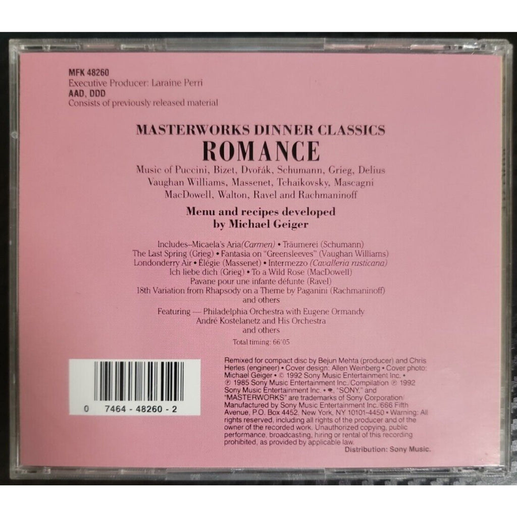 CBS Masterworks Dinner Classics: Romance by Various Artists (CD, Apr-1992, Sony