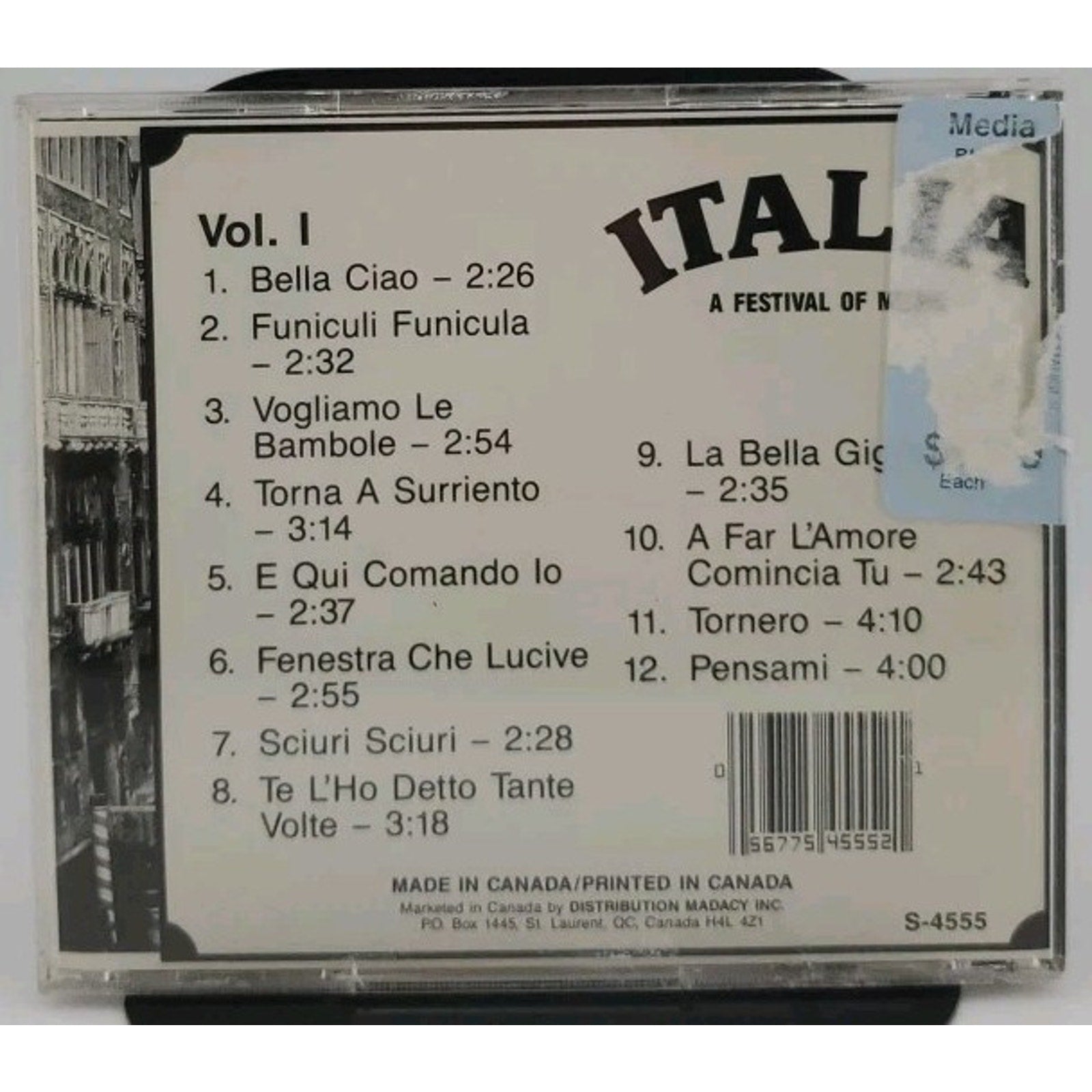 Italia: A Festival Of Music Volume 1 CD, 12 V/A Tracks