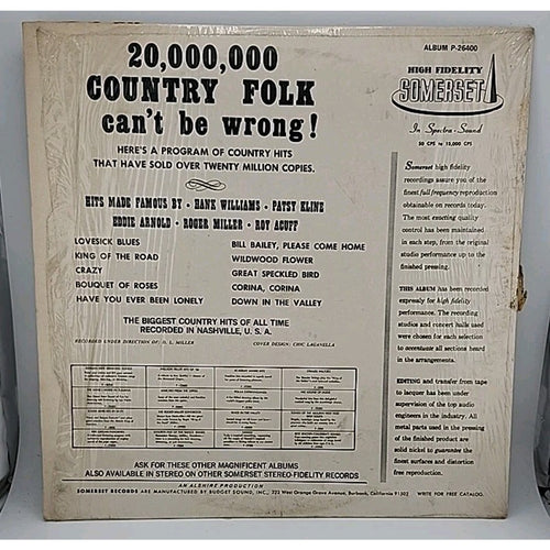 20,000,000 Country Folk Can't Be Wrong Various Artists LP Vinyl Record Album