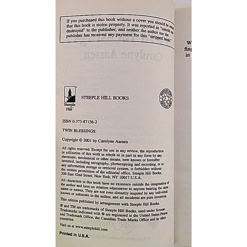 Twin Blessings by Carolyne Aarsen (2001, Mass Market)