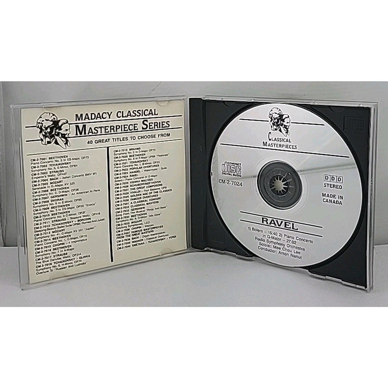 Maurice Ravel Bolero Piano Concerto in G Major Classical Masterpieces CD