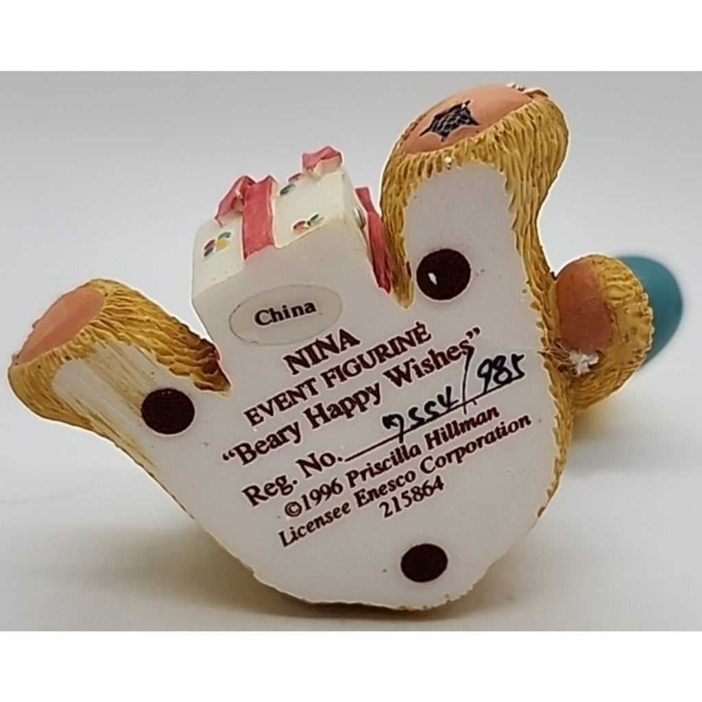 1996 Enesco Cherished Teddies “Nina” #215864 Beary Happy Wishes w/Box