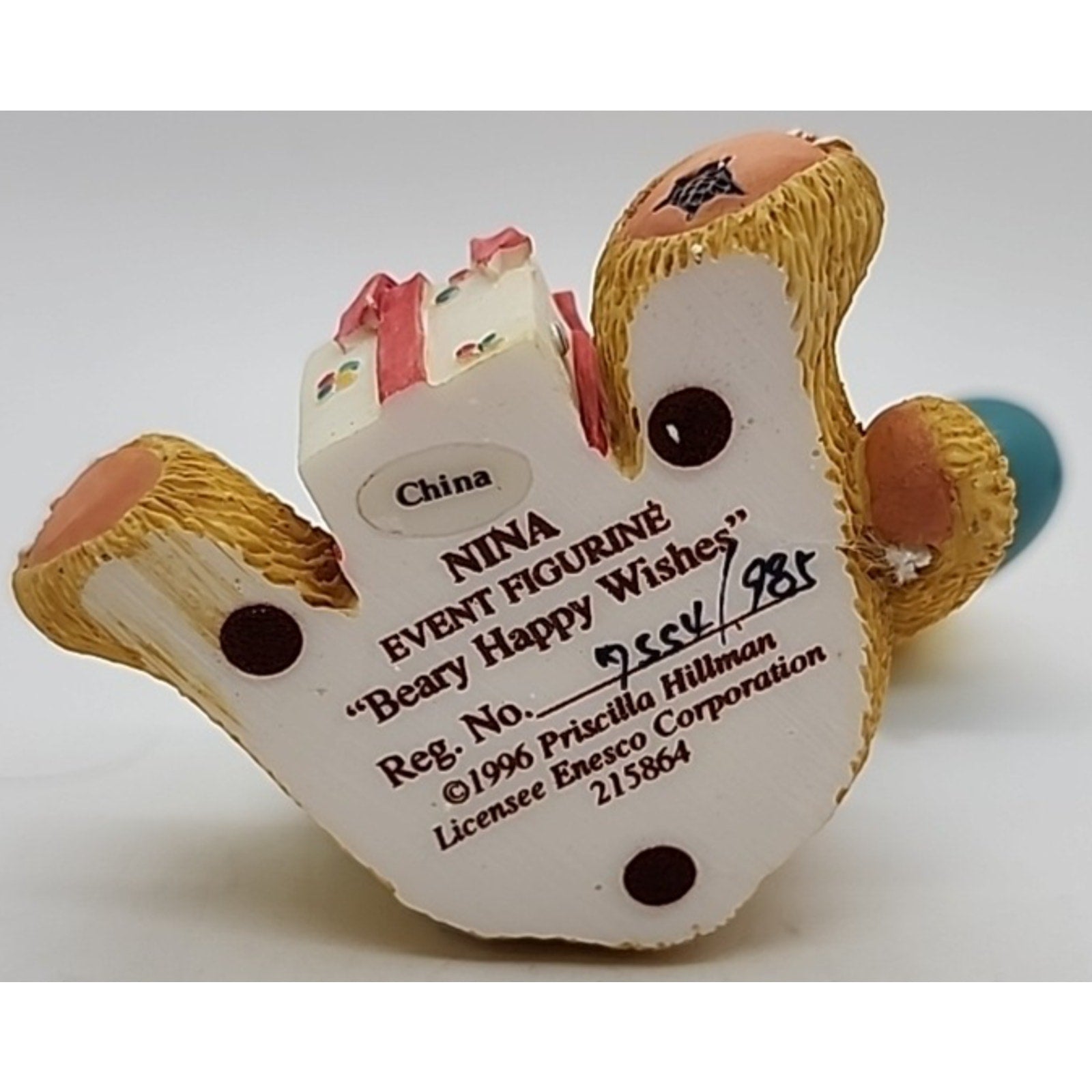 1996 Enesco Cherished Teddies “Nina” #215864 Beary Happy Wishes w/Box