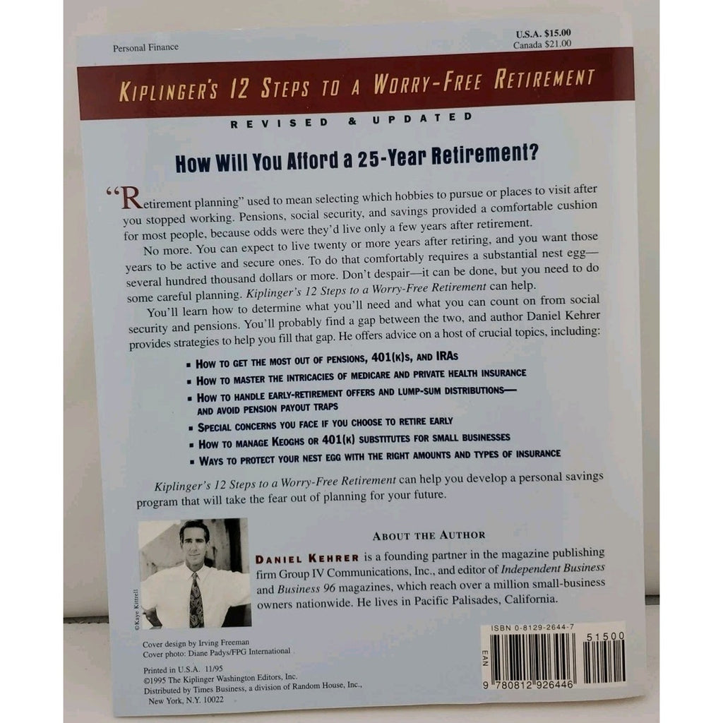 12 Steps to a Worry-Free Retirement by Daniel M. Kehrer (1995, Trade Paperback)
