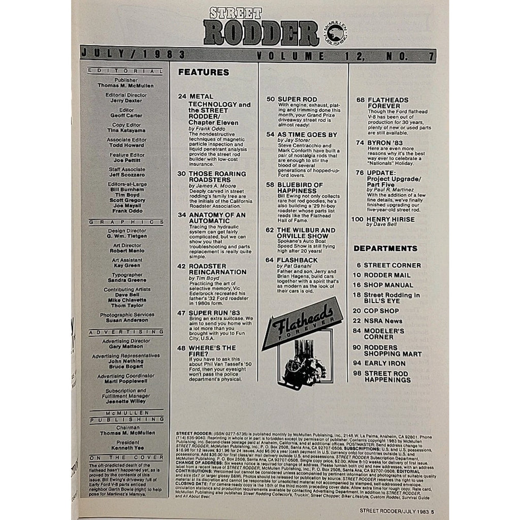 Street Rodder Magazine July 1983 Volume 12 No. 7