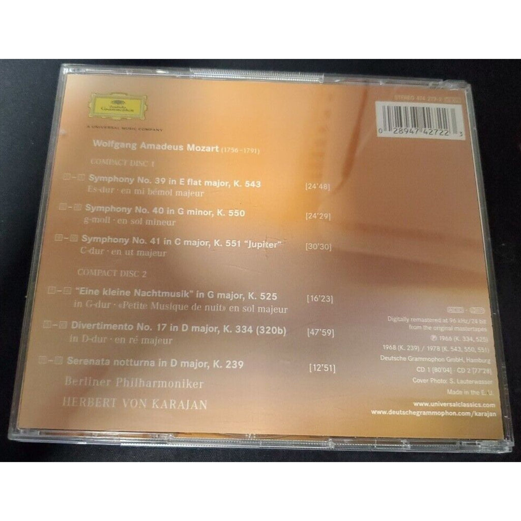 Mozart: Symphonies 39, 40, 41; Herbert von Karajan BPO (CD, 2003, 2 Discs, DG)