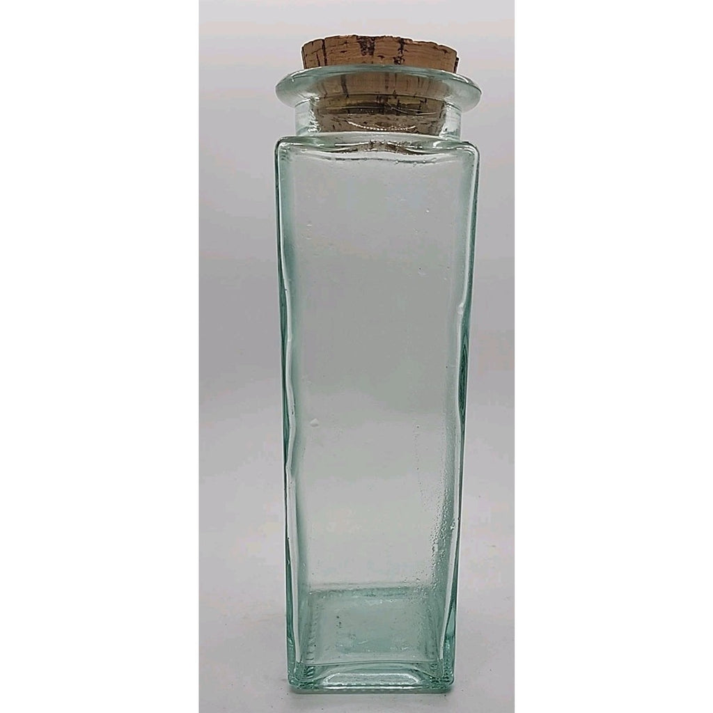 9.5" Square Clear Glass Container With Cork