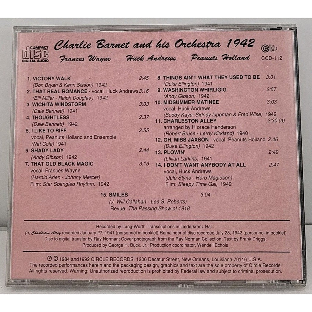 Charlie Barnet And His Orchestra 1942 CD