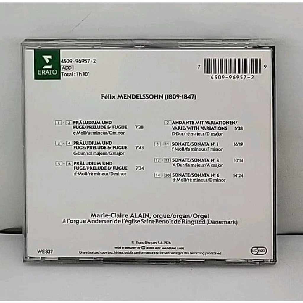 Marie-Claire Alain Felix Mendelssohn: Prelude & Fugue; Sonatas; Andante With