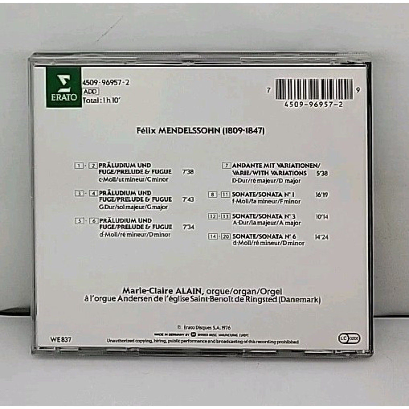 Marie-Claire Alain Felix Mendelssohn: Prelude & Fugue; Sonatas; Andante With