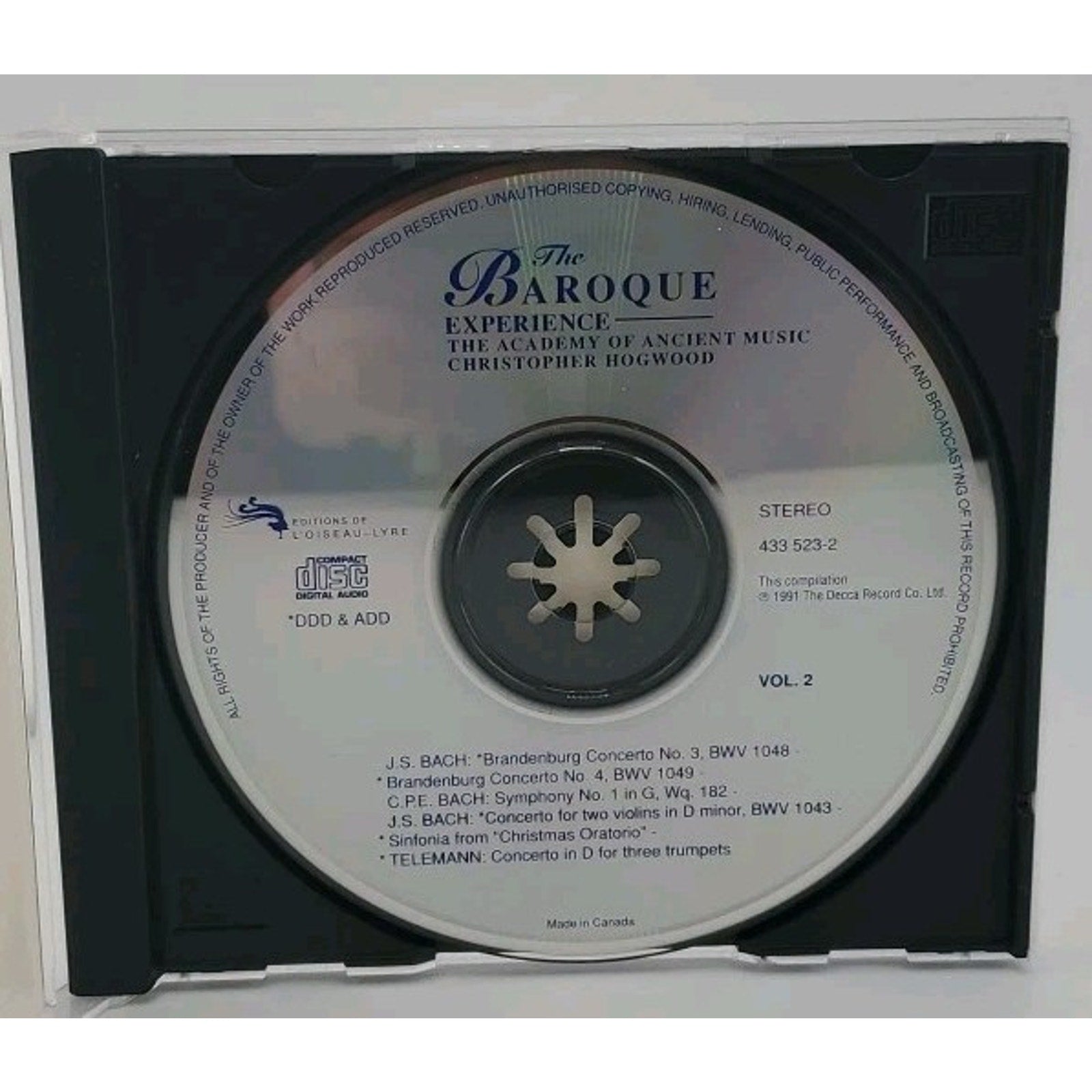The Baroque Experience - The Academy Of Ancient Music - Christopher Hogwood - CD